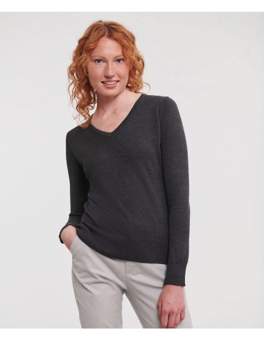 RUS-0R710F0-Ladies V-Neck Knitted Pullover